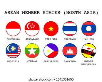 Asean Member Flag North East Asia Stock Vector (Royalty Free ...