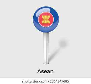 Asean national flag map marker pin icon illustration