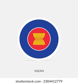 ASEAN round flag icon with shadow.