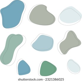 Asemetric shape patterns, where precise lines, forms, and harmonious compositions converge to create a visually captivating masterpiece. Pastel colors. Vector illustration.