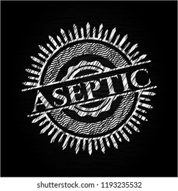 Aseptic chalkboard emblem on black board