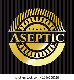 Aseptic gold shiny emblem. Vector Illustration. Detailed.