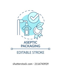 Aseptic packaging turquoise concept icon. Bacterium free product. Advantages of UHT abstract idea thin line illustration. Isolated outline drawing. Editable stroke. Arial, Myriad Pro-Bold fonts used
