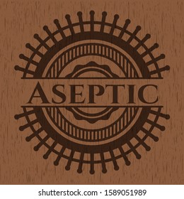 Aseptic wood emblem. Vintage. Vector Illustration.