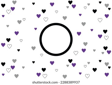 Asexueller Hintergrund. Apex Stolz Fahnen Farben. Asexualität Symbol, Vektorgrafik. Aasexuelles Stolperflaggensymbol. Symbol und Herzen der Asexualität