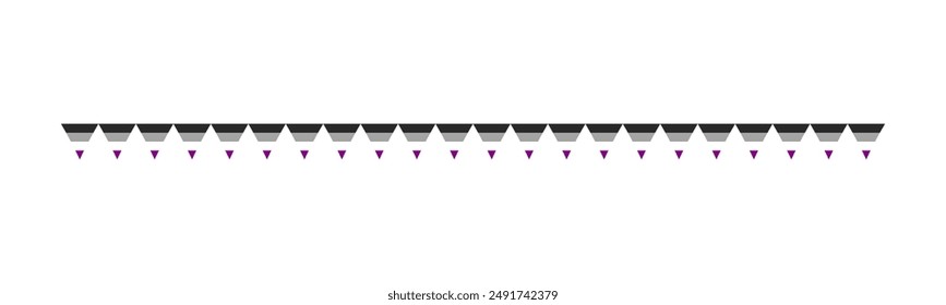 Borde divisor de separación de guirnalda de bandera asexual. El mes del orgullo incluye gráficos de Vector simples.