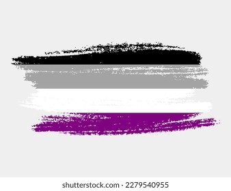 Asexual Flag painted with brush on white background. LGBT rights concept. Modern pride parades poster. Vector illustration