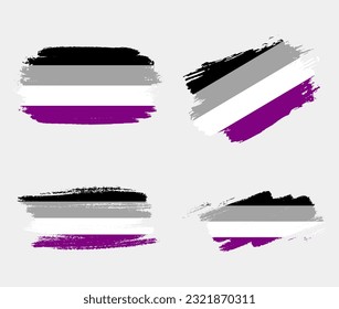 Asexual Flag painted with brush on white background. LGBT rights concept. Modern pride parades poster. Vector illustration	