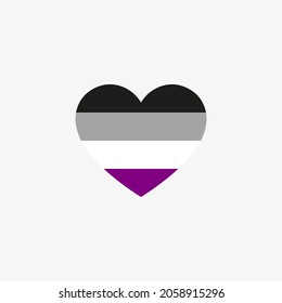 Asexual flag with white background. Heart-shaped flag icon.