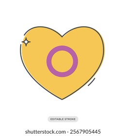 Asexual icon. Pride love rainbow flags. Heart shaped sticker. LGBT symbol sign.