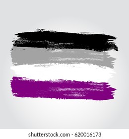 Asexual pride flag in a form of brush stroke. Brush stroke style. Vector EPS 10