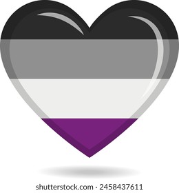 Asexual pride flag in heart shape vector illustration