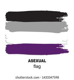 Asexual pride flag isolated on white background. Gay pride symbol. Design element for banner, poster or leaflet. Grunge style.