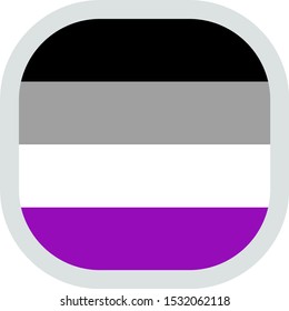 Asexual pride flag, rounded square shape icon on white background, vector illustration
