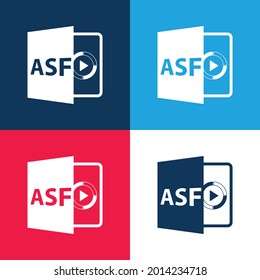 Asf File Format Symbol blue and red four color minimal icon set