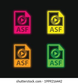 ASF File Format Variant four color glowing neon vector icon