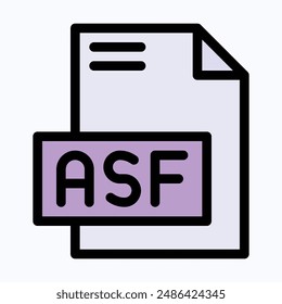 ASF File Format Vector Icon, Lineal Color Isolated Vector Icon.