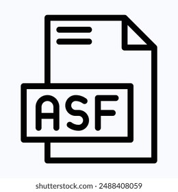 ASF File Format Vector Icon, Isolated Lineal Vector Icon.