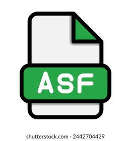 Asf file icons. Flat file extension. icon video format symbols. Vector illustration. can be used for website interfaces, mobile applications and software