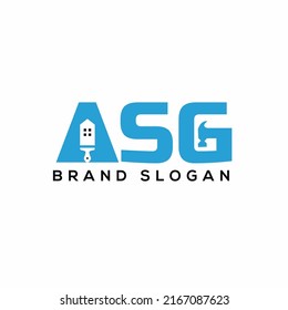 Vector de plantilla de diseño de logotipo de carta ASG. Letra vector del logotipo ASG.Plantilla del logotipo inmobiliario.