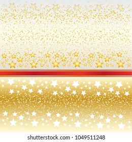 ash background and a scattering of stars and red ribbon
