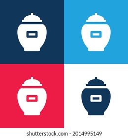 Vier-Farben-Minimal-Symbol für Asche Blau und Rot