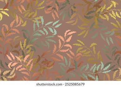 Ash branches tree leaves premium vector seamless pattern. Summer fashion dress fabric print. Natural decorative ornament. Beautiful plant design. Tree foliage print.