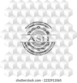 Aschengrau mit geometrischem, würfelweißem Hintergrund. 