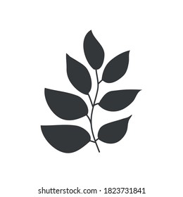 ash leaves icon over white background, silhouette style, vector illustration