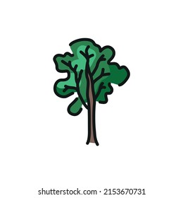 Icono de la línea de color del árbol de cenizas. Pictograma para página web, aplicación móvil, promoción.