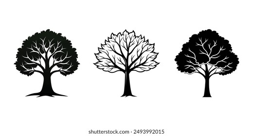 Ash tree silhouette vector illustration