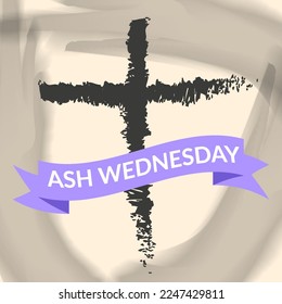 ash Wednesday with abstract cross illustration