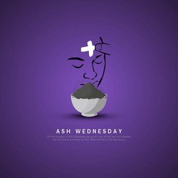 Ash Wednesday Abstract Symbolic Religious Christian Symbol For The Beginning Of Lent, With Cross.