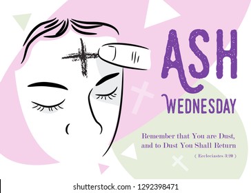 Ash Wednesday abstract symbolic religious Christian symbol for the beginning of Lent, with cross of ashes