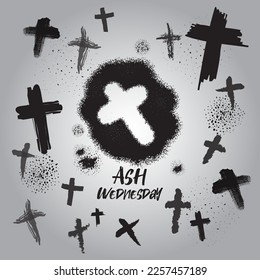 Ash Wednesday abstract symbolic religious Christian symbol for the beginning of Lent, with cross of ashes