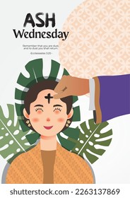 Ash Wednesday abstract symbolic religious Christian symbol for the beginning of Lent, with cross of ashes