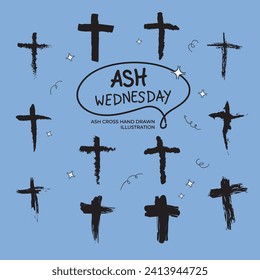 Ash Wednesday abstract symbolic religious Christian symbol for the beginning of Lent, with cross of ashes