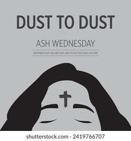 Ash Wednesday abstract symbolic religious Christian symbol for the beginning of Lent, with cross of ashes