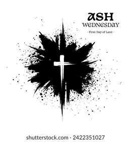 Ash Wednesday abstract symbolic religious Christian symbol for the beginning of Lent, with cross of ashes