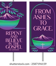 Ash Wednesday banner vector illustration