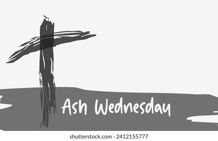 Ash Wednesday celebrated on 14th February. Vector banner, flyer, poster and social medial template design.