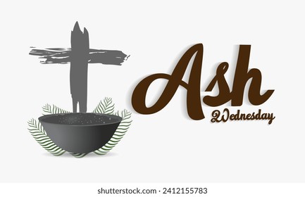 Ash Wednesday celebrated on 14th February. Vector banner, flyer, poster and social medial template design.