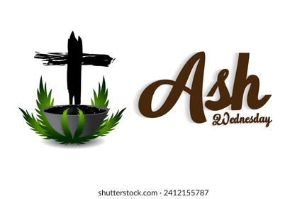 Ash Wednesday celebrated on 14th February. Vector banner, flyer, poster and social medial template design.