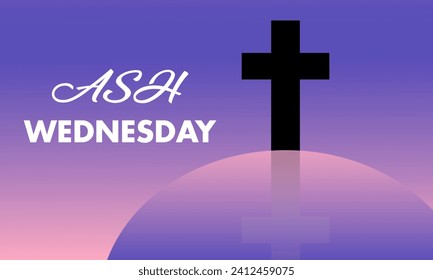 Ash Wednesday celebrated on 14th February. Vector banner, flyer, poster and social medial template design.