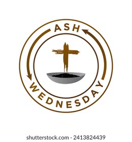 Ash Wednesday celebrated on 14th February. Vector banner, flyer, poster and social medial template design.