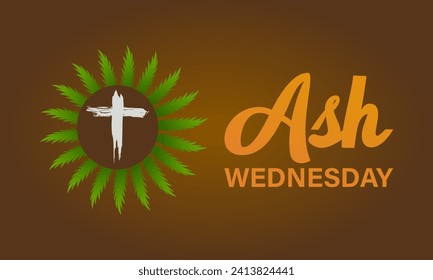 Ash Wednesday celebrated on 14th February. Vector banner, flyer, poster and social medial template design.