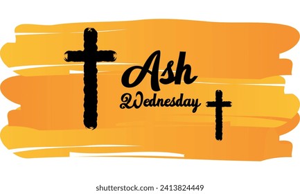 Ash Wednesday celebrated on 14th February. Vector banner, flyer, poster and social medial template design.