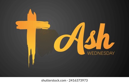 Ash Wednesday celebrated on 14th February. Vector banner, flyer, poster and social medial template design.