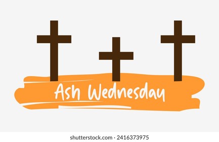 Ash Wednesday celebrated on 14th February. Vector banner, flyer, poster and social medial template design.