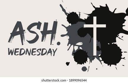 Ash Wednesday is a Christian holy day of prayer and fasting. It is preceded by Shrove Tuesday and falls on the first day of Lent, the six weeks of penitence before Easter. Vector EPS 10.